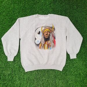 Vintage 90s Native-American Raglan Sweatshirt Large 22x26 Gray